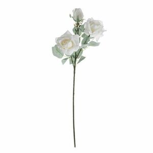 Selyemvirág rózsa ág 3 fejjel, 64.5cm magas - Fehér kép