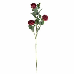 Selyemvirág rózsa ág 4 fejjel, 64.5cm magas - Piros kép