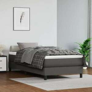 Szürke műbőr rugós ágy matraccal 90x190 cm kép