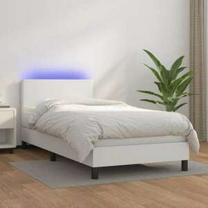 vidaXL fehér műbőr rugós ágy matraccal és LED-del 100x200 cm kép