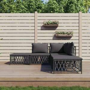 vidaXL 5-részes fehér acél kerti ülőgarnitúra párnákkal kép