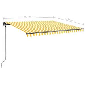 vidaXL sárga és fehér kézzel kihúzható LED-es napellenző 400 x 350 cm kép