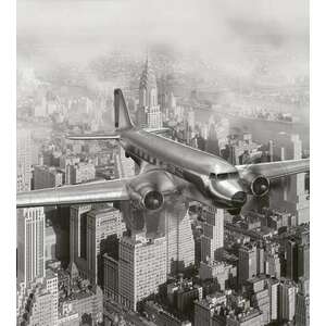 Repülőgép a város felett, poszter tapéta 225*250 cm kép