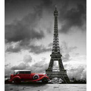 Eiffel-torony piros autóval, poszter tapéta 225*250 cm kép