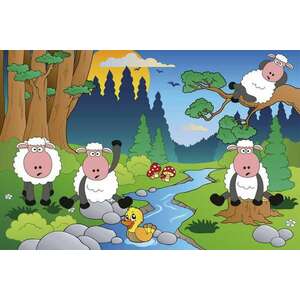 Bárányok az erdőben, poszter tapéta 375*250 cm kép