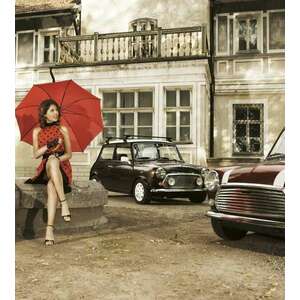 Piros esernyős nő, poszter tapéta 225*250 cm kép