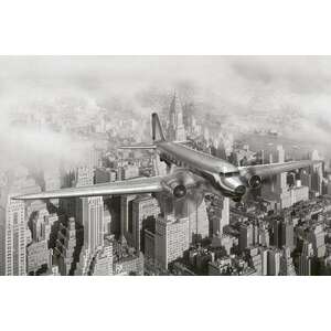 Repülőgép a város felett, poszter tapéta 375*250 cm kép