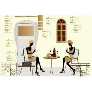 Kávézó nők, poszter tapéta 375*250 cm kép