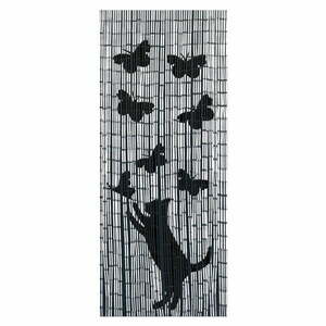 Fekete-szürke bambusz függöny ajtóra 200x90 cm Cat and Butterfly - Maximex kép
