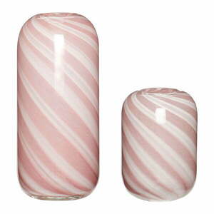 Candy 2 db-os rózsaszín-fehér üveg váza szett - Hübsch kép