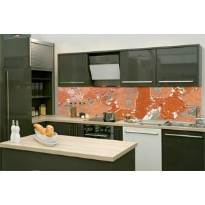 Öntapadó fotótapéta egy narancssárga repedezett fal a konyhába kép