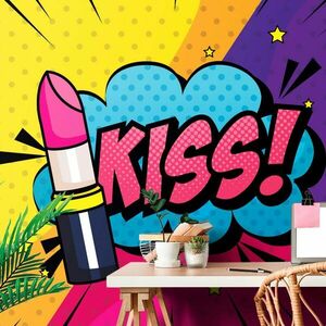 Öntapadó tapéta pop art rúzs- KISS! kép