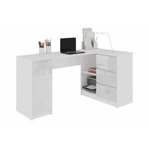 KORDA B20 íróasztal, 155x77x85/48, 5, fehér/magasfényű fehér, jobbos kép