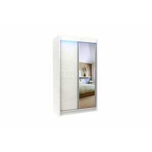 TARRA tolóajtós ruhásszekrény tükörrel, fehér, 120x216x61 kép