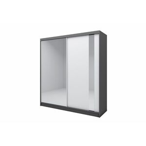 GAJA tolóajtós ruhásszekrény tükörrel, fehér/grafit, 200x216x61 kép