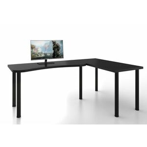MOOD L sarok számítógépasztal, 200/135x73-76x65, fekete, jobb kép