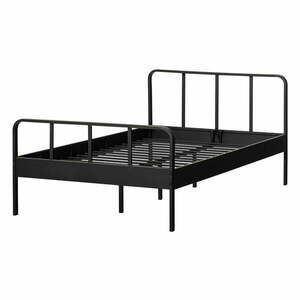 Fekete fém egyszemélyes ágy ágyráccsal 120x200 cm Mees – WOOOD kép