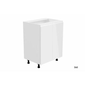 YARD D60 kétajtós alsó konyhaszekrény, 60x82x47, fehér/szürke magasfényű kép