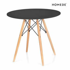 Kerek étkezőasztal fekete asztallappal ø 80 cm Tebe – Homede kép
