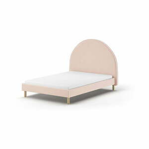 Rózsaszín kárpitozott egyszemélyes ágy ágyráccsal 140x200 cm MOON – Vipack kép
