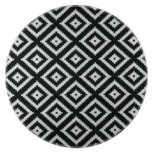 Fekete-fehér mosható kerek szőnyeg ø 100 cm – Vitaus kép