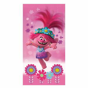 Rózsaszín pamut gyerek fürdőlepedő 70x140 cm Trolls – Jerry Fabrics kép