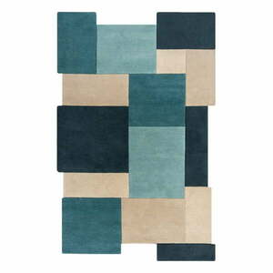 Kék-bézs gyapjú szőnyeg 240x150 cm Abstract Collage - Flair Rugs kép