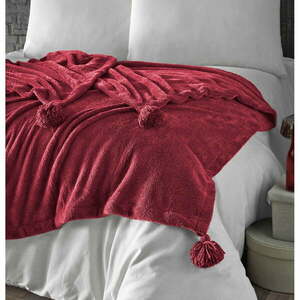 Piros mikroplüss ágytakaró franciaágyra 200x220 cm Puffy – Mijolnir kép