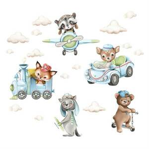 Gyerek falmatrica - Állatok és járművek kép