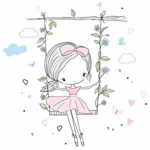 Gyerekszoba falmatrica lányoknak - Hintázó rózsaszín tündér kép