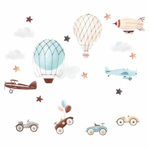 Falmatrica gyerekszobába - Retro autók és hőlégballonok kép