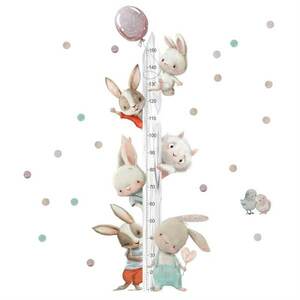 Magasságmérő falmatrica - Akvarell állatkák kép