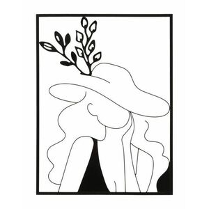 Fém fali kép, kalapos nő, fekete, 60x80 cm - SOMBRERO - Butopêa kép