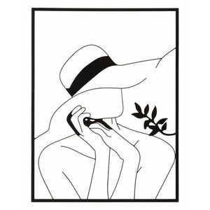 Fém fali kép, kalapos nő, fekete, 60x80 cm - ALLURE - Butopêa kép