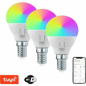 Immax NEO LITE Smart 3× LED izzó E14 6 W RGB+CCT színes és fehér, dimmelhető, WiFi, P45 kép