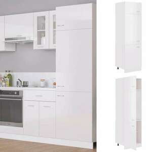vidaXL magasfényű fehér forgácslap szekrény hűtőhöz 60 x 57 x 207 cm kép