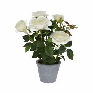 Selyemvirág rózsa kerámia kaspó fehér 51cm kép