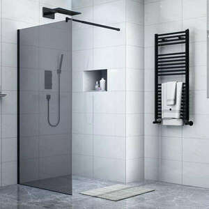 Diplon Walk-in 120 cm széles zuhanyfal matt fekete kerettel, 8 mm... kép