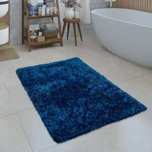 Fürdőszobai Shaggy szőnyeg monokróm türkíz, 50×80-as méretben kép