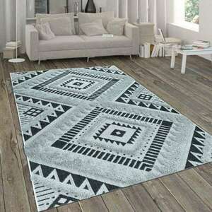 Kültér-szőnyeg 3-D-Bozontos-minta fekete-fehér, 120×170-es méretben kép
