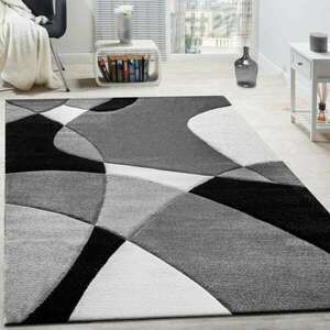 Geometriai vonalak fekete-fehér szőnyeg, modell 20668, 80x150cm kép