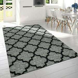 Modern marokkói mintás szőnyeg kevésbé bolyhos szürke, 80×150-es... kép