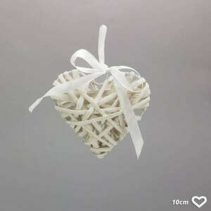 Fehér vessző szív fém vázon 10cm kép