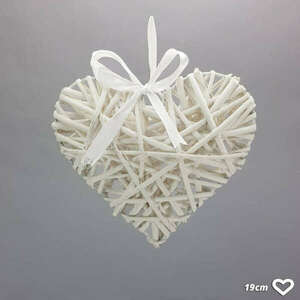 Fehér vessző szív fém vázon 19cm kép