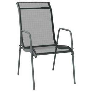 6 db fekete acél és textilén kerti szék kép