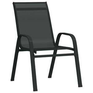 6 db fekete textilén rakásolható kerti szék kép