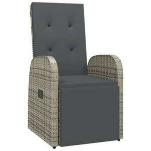 2 db szürke polyrattan dönthető kerti szék párnákkal kép