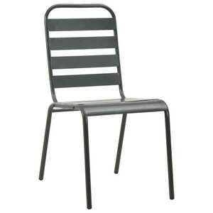4 darab sötétszürke acél kültéri szék lécezett dizájnnal kép