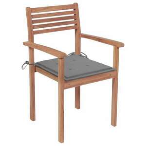 6 db rakásolható tömör tíkfa kerti szék párnákkal kép