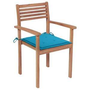 4 db tömör tíkfa kerti szék kék párnával kép